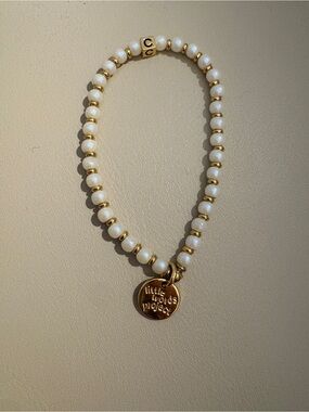 Little Words Project Pearl & Gold Charm “letter C” Bracelet for Kids